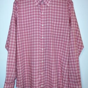 Peter Millar Men's Coral Checkered Men's Shirt M